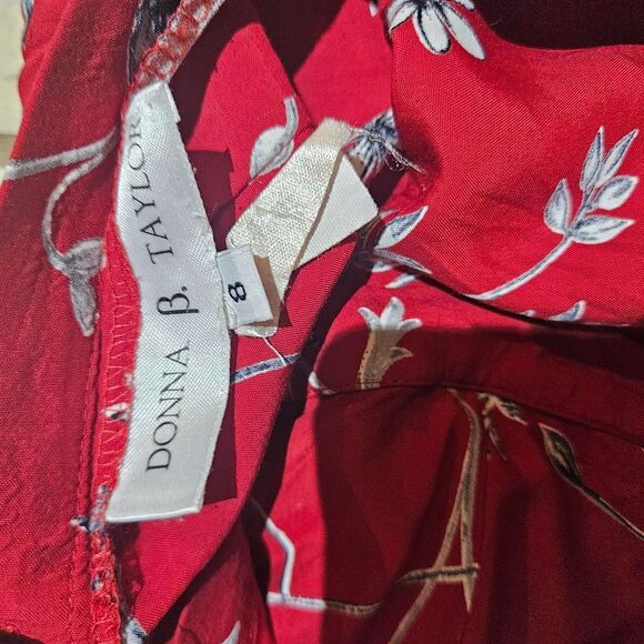 90s boho cottagecore red maxi skirt front slits - Picture 5 of 7